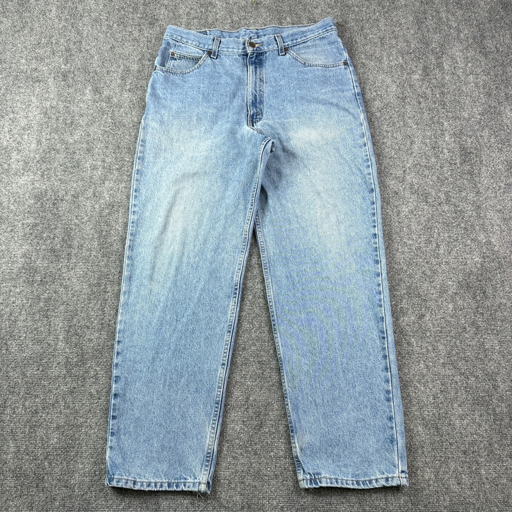 Britannia Mens Relaxed Jeans 34x30 Vintage 90s Light Wash Straight Baggy Denim